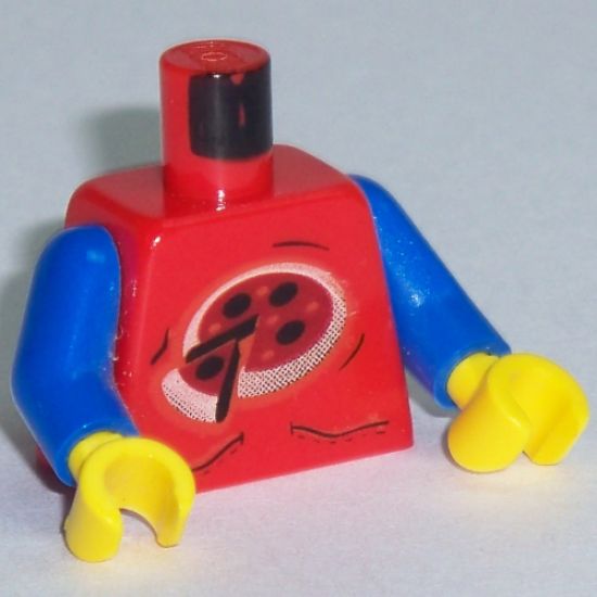 Torso Xtreme Stunts Pizza with Slice Pattern (Pepper) / Blue Arms / Yellow Hands
