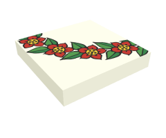 Tile 2 x 2 with 4 Flowers and Leaves Pattern