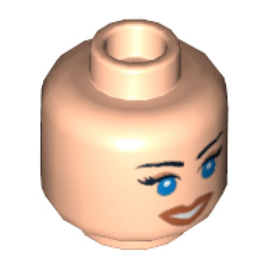 Minifigure, Head Dual Sided Female Blue Eyes, Scared / Smile Open Mouth Pattern - Blocked Open Stud