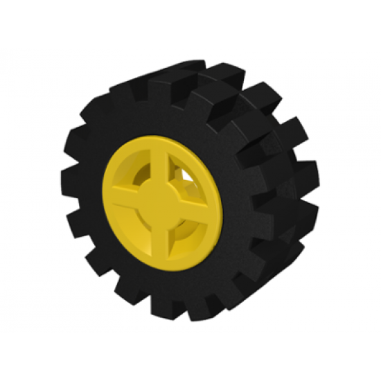 Wheel & Tire Assembly 8mm D. x 6mm with Black Tire 15mm D. x 6mm Offset Tread Small (4624 / 3641)