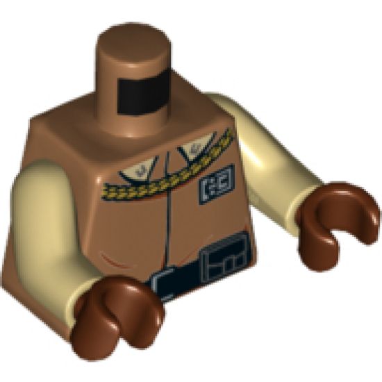 Torso SW General Calrissian Gold Braid, Badge and Black Belt Pattern / Tan Arms / Reddish Brown Hands