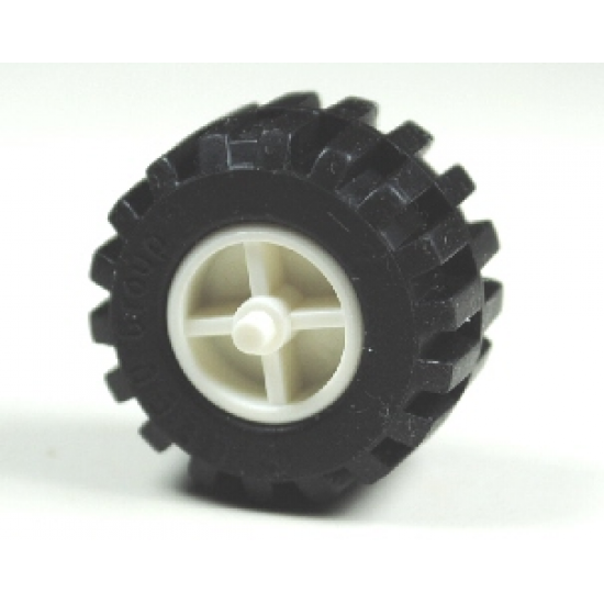 Wheel & Tire Assembly Tricycle Center Wide with Stub Axles, with Black Tire Offset Tread Small Wide, Band Around Center of Tread (30190 / 87697)