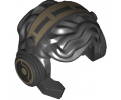 Minifigure, Hair Male Tousled with Pearl Dark Gray and Dark Tan Headset with Microphone Pattern