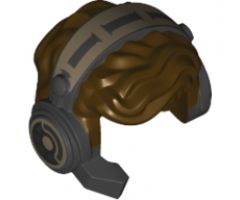 Minifigure, Hair Male Tousled with Pearl Dark Gray and Dark Tan Headset with Microphone Pattern