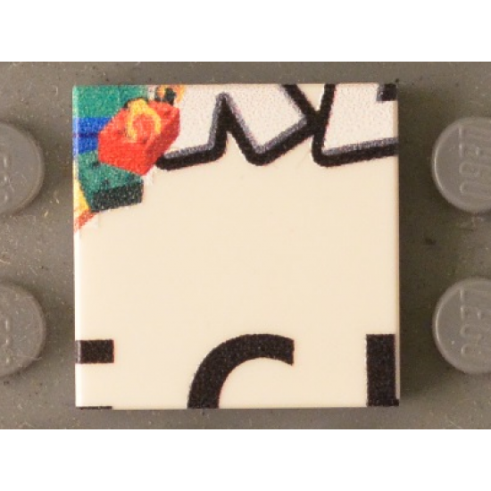 Tile 2 x 2 with Bricks, Black 'RL' Lower Half and Partial 'ECH' Pattern