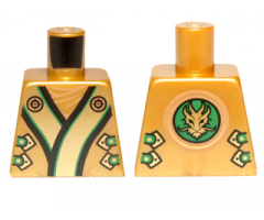 Torso Ninjago Robe with Black, Green and Gold Sash and Lion Head on Back Pattern
