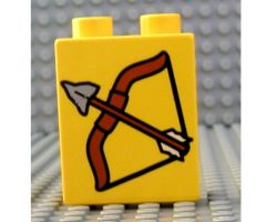 Duplo, Brick 1 x 2 x 2 with Bow and Arrow Pattern