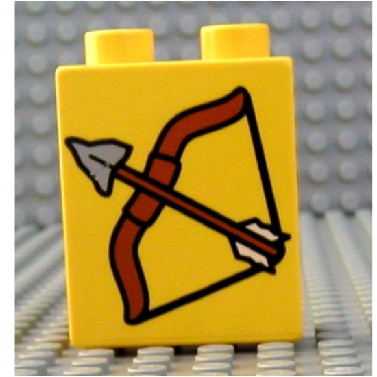 Duplo, Brick 1 x 2 x 2 with Bow and Arrow Pattern