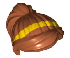 Minifigure, Hair Female Ponytail and Swept Sideways Fringe with Yellow Stripe (Hair Band) Pattern