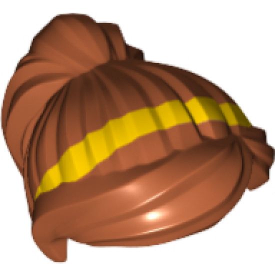 Minifigure, Hair Female Ponytail and Swept Sideways Fringe with Yellow Stripe (Hair Band) Pattern