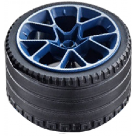 Wheel & Tire Assembly 62.3mm D. x 42mm Technic Racing Large with Silver Outline Pattern with Black Tire 81.6 x 44 ZR Technic Straight Tread (37383pb01 / 23799)