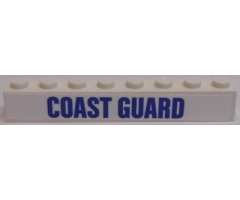 Brick 1 x 8 with Blue 'COAST GUARD' Pattern (Sticker) - Set 60166