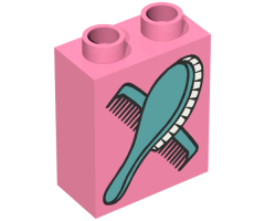 Duplo, Brick 1 x 2 x 2 with Comb and Brush Pattern