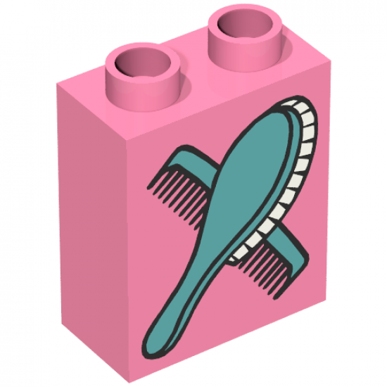 Duplo, Brick 1 x 2 x 2 with Comb and Brush Pattern