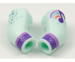 Arm, (Matching Left and Right) Pair with Metallic Light Blue Sparkles, Music Note and Dark Purple Cuff Pattern