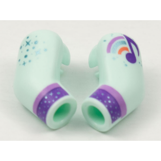 Arm, (Matching Left and Right) Pair with Metallic Light Blue Sparkles, Music Note and Dark Purple Cuff Pattern