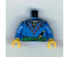 Torso Adventurers Orient Red Diamonds, Sash, Knife, Open Collar Pattern / Blue Arms / Yellow Hands