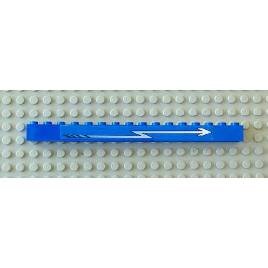 Brick 1 x 16 with White Zigzag Arrow Right Pattern (Sticker) - Sets 4560 / 4561