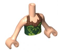 Mini Doll, Torso Friends Girl Dark Green Halter Top with Copper Straps and Lime Pattern, Light Nougat Arms with Hands