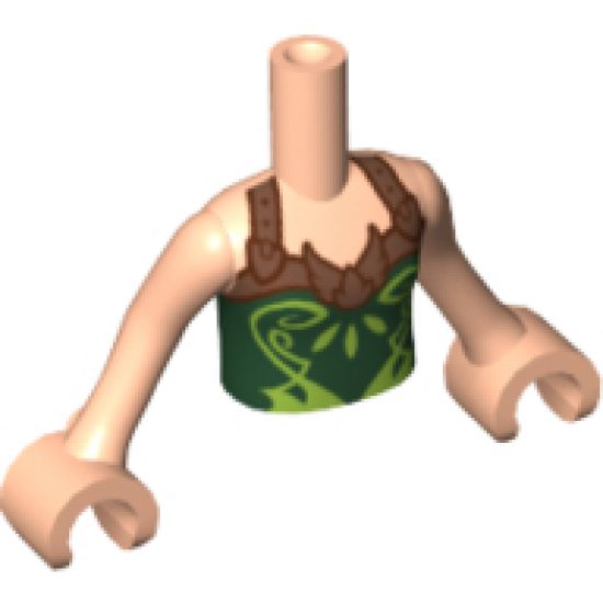Mini Doll, Torso Friends Girl Dark Green Halter Top with Copper Straps and Lime Pattern, Light Nougat Arms with Hands