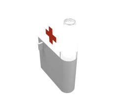 Door 1 x 3 x 4 Right with Window and Red Cross Pattern, Upper