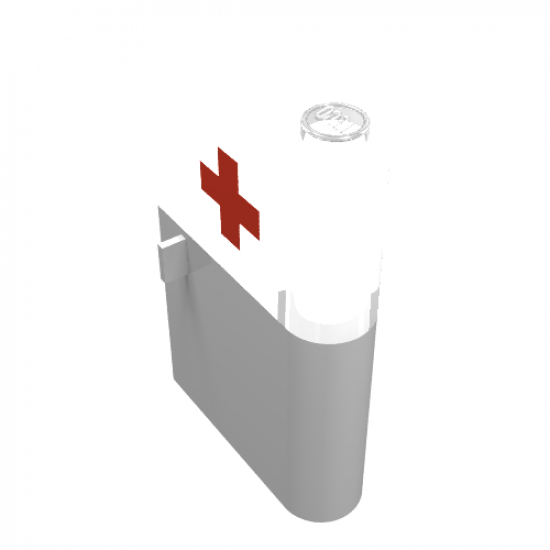 Door 1 x 3 x 4 Right with Window and Red Cross Pattern, Upper