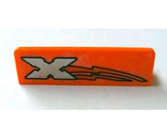 Panel 1 x 4 x 1 with Silver Island Xtreme Stunts Logo and Red and Yellow Lightning Bolt Pattern Model Left (Sticker) - Set 6740