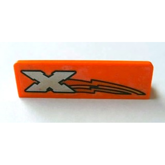 Panel 1 x 4 x 1 with Silver Island Xtreme Stunts Logo and Red and Yellow Lightning Bolt Pattern Model Left (Sticker) - Set 6740