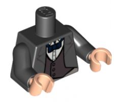Torso Batman Suit Jacket with Gray Vest, Dark Blue Bow Tie Pattern / Black Arms / Light Nougat Hands