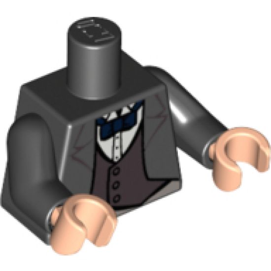 Torso Batman Suit Jacket with Gray Vest, Dark Blue Bow Tie Pattern / Black Arms / Light Nougat Hands