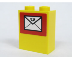 Brick 1 x 2 x 2 with Inside Axle Holder with Mail Envelope Pattern (Sticker) - Set 7731