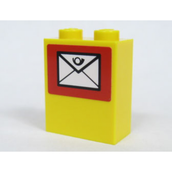 Brick 1 x 2 x 2 with Inside Axle Holder with Mail Envelope Pattern (Sticker) - Set 7731