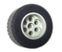 Wheel & Tire Assembly 36.8mm D. x 26mm VR with Axle Hole, with Black Tire 49.6 x 28 VR (6595 / 6594)