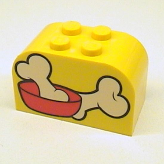 Slope, Curved 4 x 2 x 2 Double with Four Studs with Dog Bones Pattern