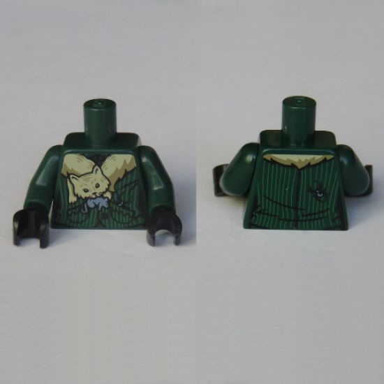 Torso Harry Potter Pinstripe Jacket with Cat Holding Mouse Shawl and Spider on Back Pattern / Dark Green Arms / Black Hands