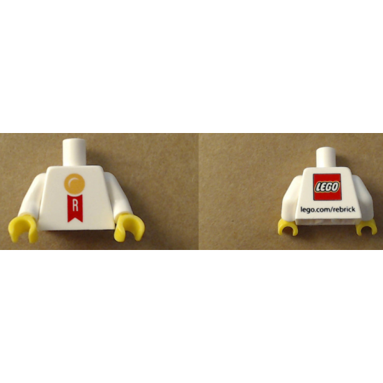 Torso Rebrick Gold Medallion with Red Ribbon Pattern / White Arms / Yellow Hands