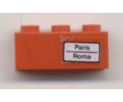 Brick 1 x 3 with 'Paris - Roma' Pattern on Right Side (Sticker) - Set 7745