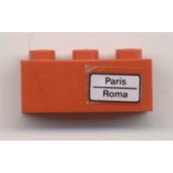 Brick 1 x 3 with 'Paris - Roma' Pattern on Right Side (Sticker) - Set 7745