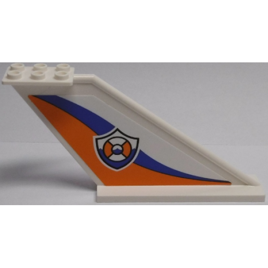 Tail 12 x 2 x 5 with Coast Guard Logo and Blue and Orange Waves Pattern on Both Sides (Stickers) - Set 60166