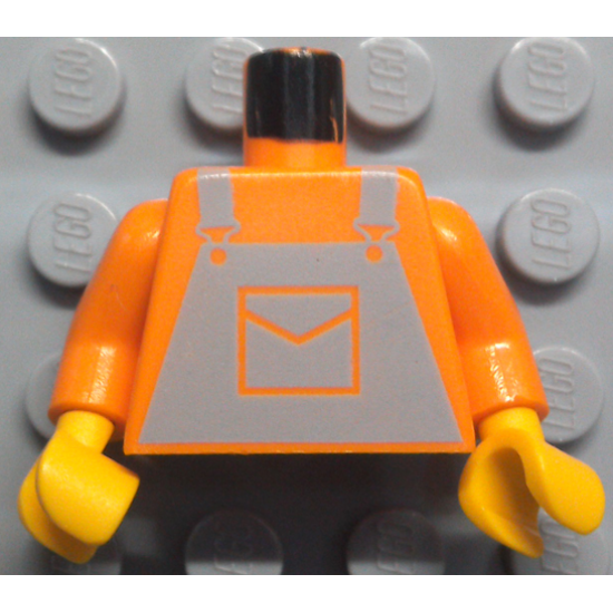 Torso Overalls Light Gray Pattern (Dungarees) / Orange Arms / Yellow Hands