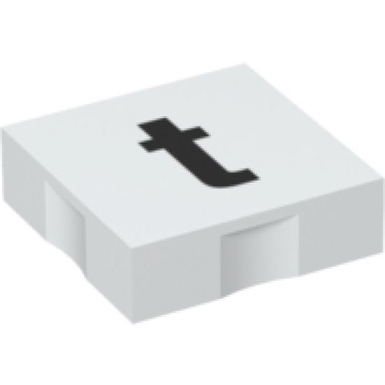 Duplo, Tile 2 x 2 with Black Lowercase Letter t Pattern