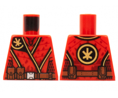 Torso Tunic, Gold Ninjago Logogram 'K', Dark Red Mesh, Reddish Brown Belt Pattern