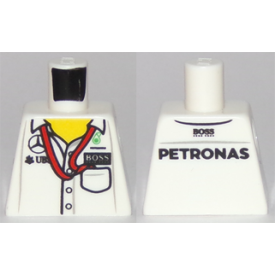 Torso Speed Champions with Boss, Mercedes-Benz, Petronas and UBS Logos and Red Ribbon and Pocket, Front and Back Pattern