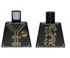 Torso Ninjago Robe with Gold Frog Clasps, Gold Sensei Wu Emblem Front and Gold Dragon Back Pattern