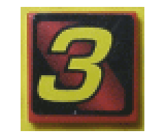 Tile 2 x 2 with Number  3 Yellow on Red and Black Background Pattern (Sticker) - Set 8219