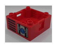 Duplo Container Box 4 x 4 with Studs on Corners with Rescue / Staff of Asclepius and Hammer and Axe Pattern