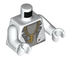 Torso Batman Jacket with Silver Dots, Light Gray Lapels and Shirt, Gold 'J' Necklace and Gold 'J' on Back Pattern (Disco Joker) / White Arms / White Hands