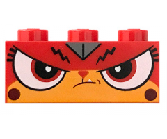 Brick 1 x 3 with Cat Face Angry Face, Mouth Closed (Angry Kitty) Pattern