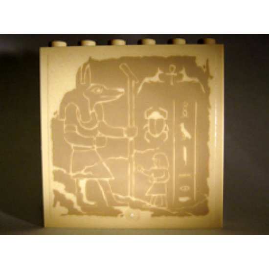Panel 1 x 6 x 5 with Hieroglyphs, Anubis with Staff, and Scarab Pattern (Sticker) - Set 7621