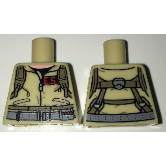 Torso Ghostbusters Jumpsuit with 'E.S.' ID Badge and Straps on Reverse Pattern